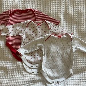 NEXT Baby 3 Pack Long Sleeve Bodysuits (0mths-3mths)